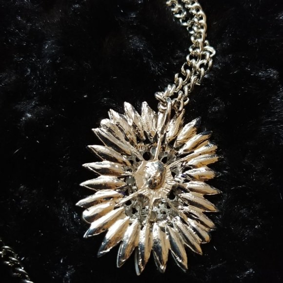 Stunning Statement Necklace | Crystal and Blue Rhinestone Large Pendant - Picture 2 of 5